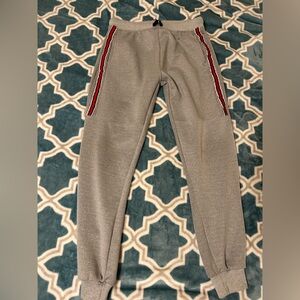 Gray Joggers with Red Stripe Detail